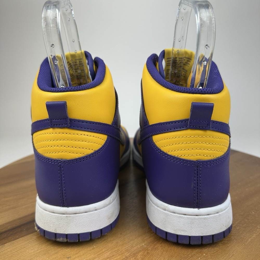Mens Nike Dunk High Retro Lakers Leather Athletic Sneakers Shoes Size 12 D GUC - Picture 4 of 8